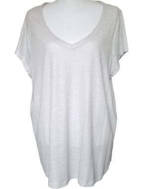 Lane Bryant Silver Shimmer Metallic V-Neck Tee - Plus Size